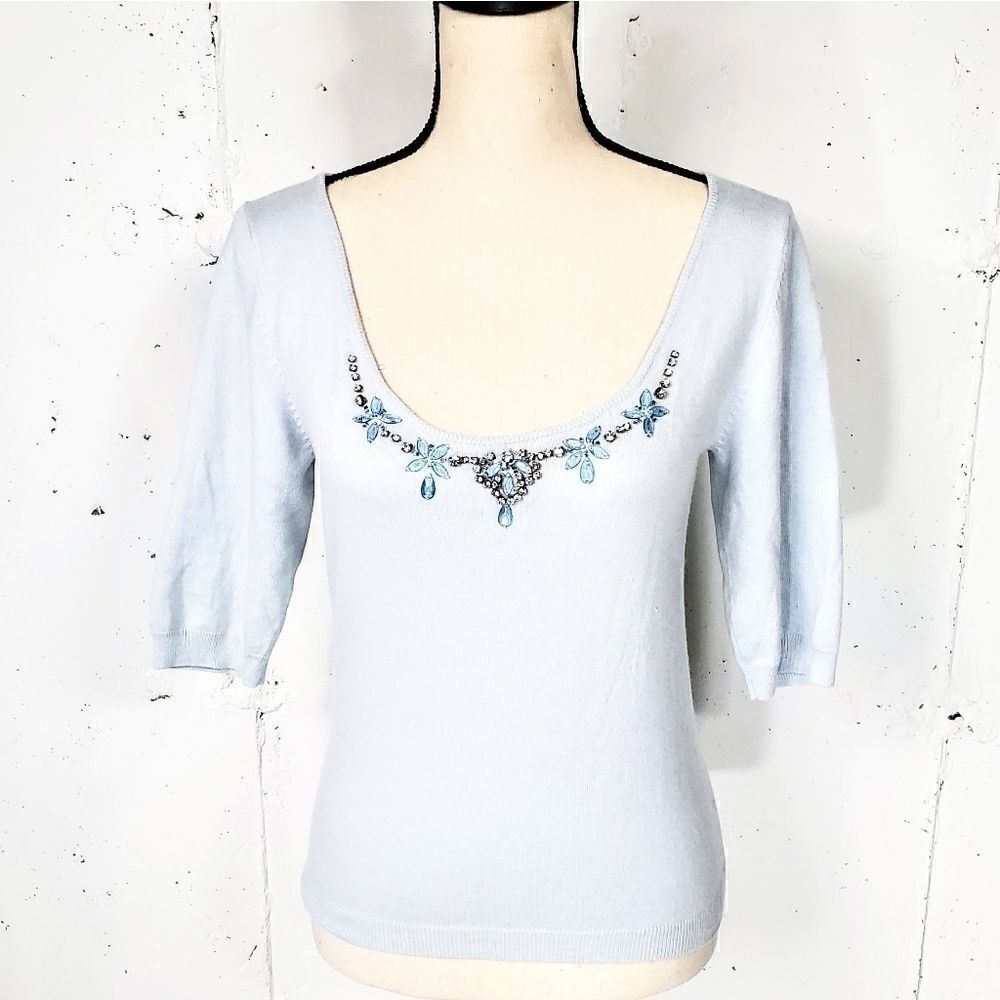 II Sisters Silk/Cashmere Embellished Sweater
